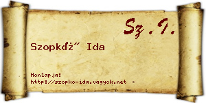 Szopkó Ida névjegykártya