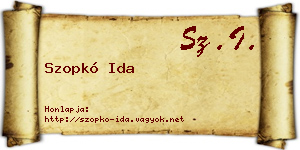 Szopkó Ida névjegykártya